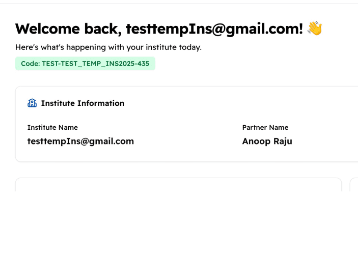 White-label institution dashboard