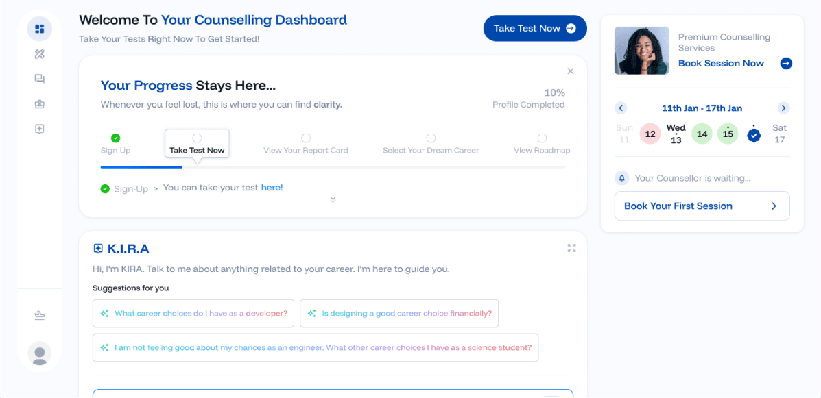 Screenshot of the psychometric test showing marketplace and verification options.