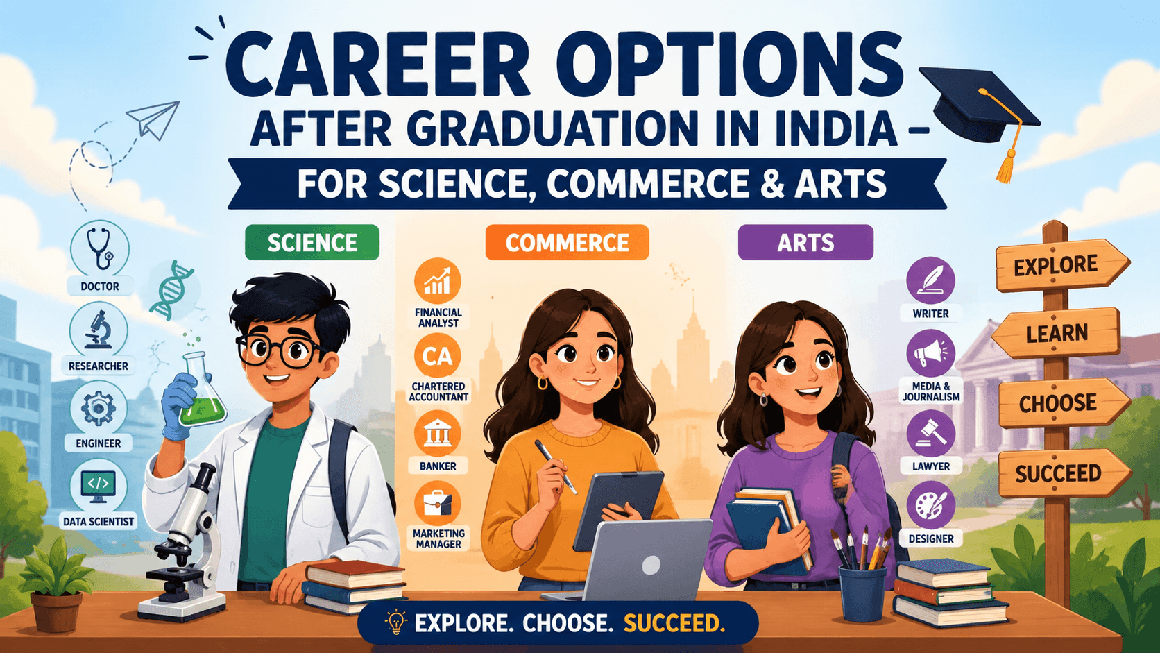 Career Options After Graduation in India – For Science, Commerce & Arts